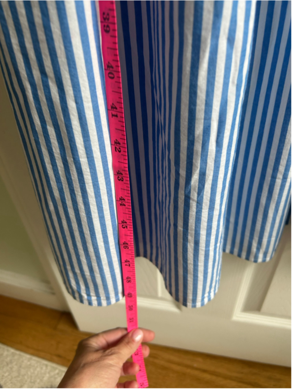 Women's J.Crew Blue and White Striped Smocked Midi Dress Size L - Picture 4 of 5